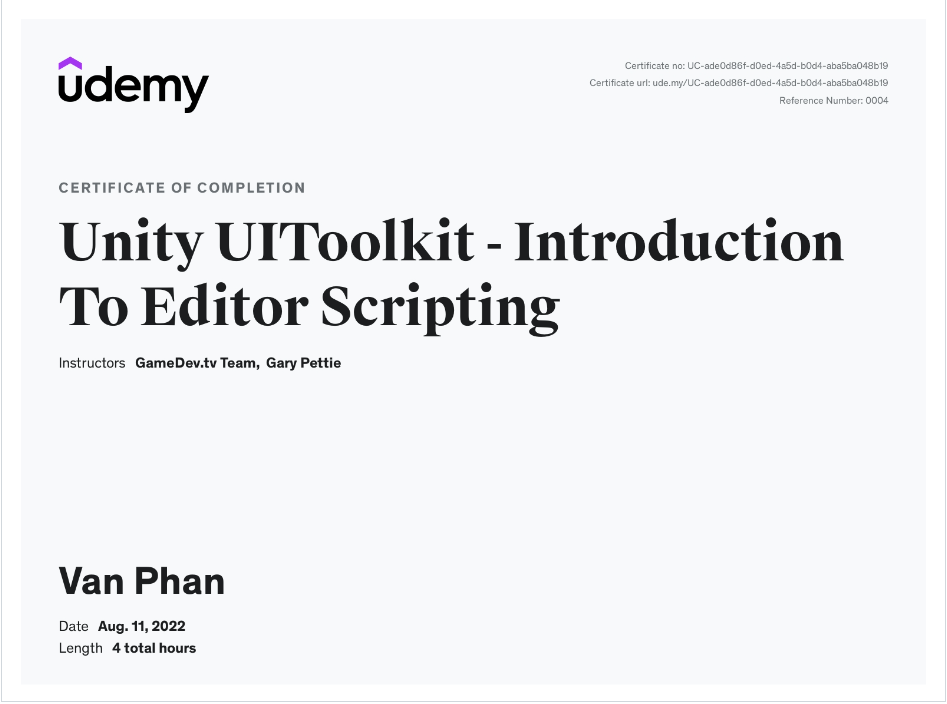 udemy certificate