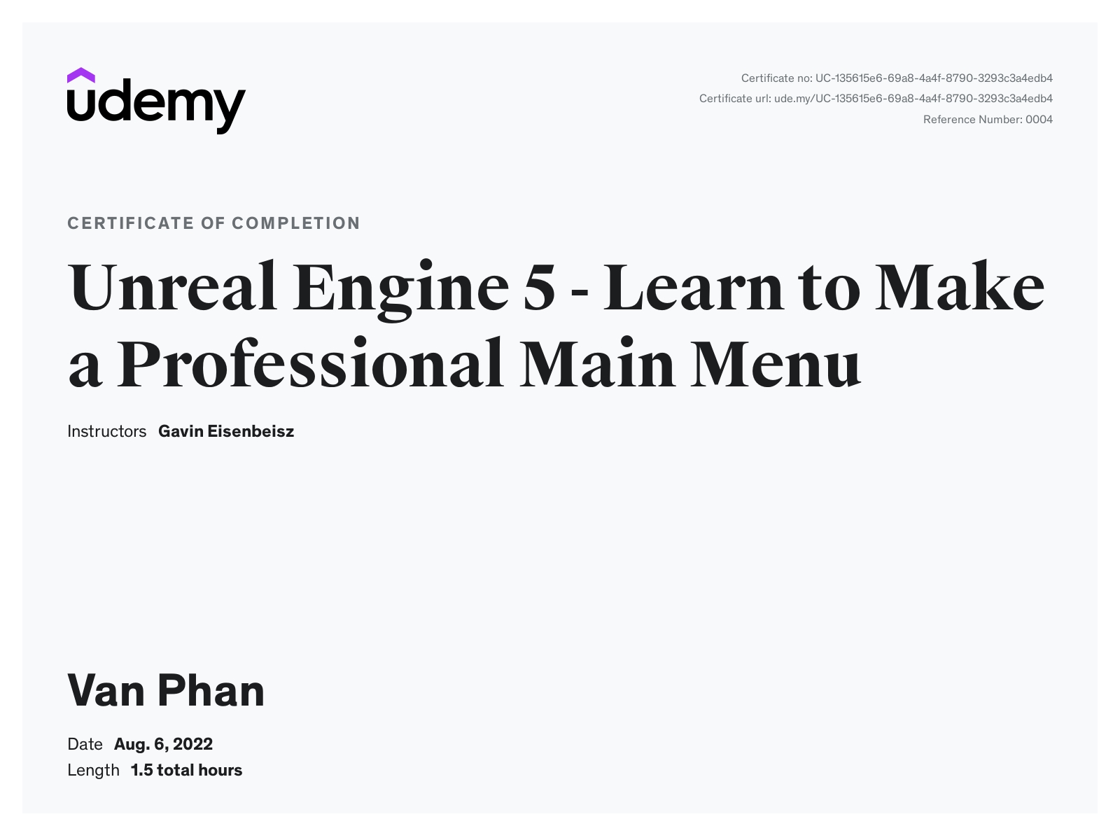 udemy certificate